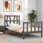 vidaXL Estructura de cama individual con cabecero madera maciza gris vidaXL Estructura de cama individual con cabecero madera maciza gris