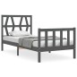 vidaXL Estructura de cama individual con cabecero madera maciza gris vidaXL Estructura de cama individual con cabecero madera maciza gris