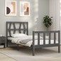 vidaXL Estructura de cama individual con cabecero madera maciza gris vidaXL Estructura de cama individual con cabecero madera maciza gris