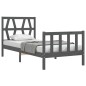 vidaXL Estructura de cama individual con cabecero madera maciza gris vidaXL Estructura de cama individual con cabecero madera maciza gris