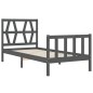 vidaXL Estructura de cama individual con cabecero madera maciza gris vidaXL Estructura de cama individual con cabecero madera maciza gris