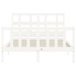 vidaXL Estructura cama de matrimonio con cabecero madera maciza blanco