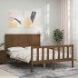vidaXL Estructura cama cabecero madera maciza marrón miel 120x200 cm vidaXL Estructura cama cabecero madera maciza marrón miel 120x200 cm