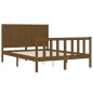 vidaXL Estructura cama cabecero madera maciza marrón miel 120x200 cm vidaXL Estructura cama cabecero madera maciza marrón miel 120x200 cm