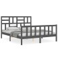 vidaXL Estructura de cama con cabecero madera maciza gris 160x200 cm vidaXL Estructura de cama con cabecero madera maciza gris 160x200 cm