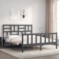 vidaXL Estructura de cama con cabecero madera maciza gris 160x200 cm vidaXL Estructura de cama con cabecero madera maciza gris 160x200 cm