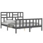 vidaXL Estructura de cama con cabecero madera maciza gris 160x200 cm vidaXL Estructura de cama con cabecero madera maciza gris 160x200 cm