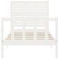 vidaXL Estructura de cama con cabecero madera maciza blanco 90x200 cm