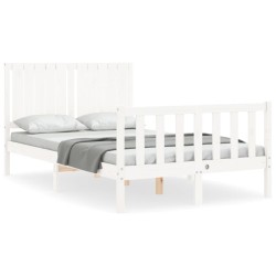 vidaXL Estructura de cama con cabecero madera maciza blanco 120x200 cm