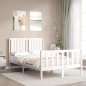 vidaXL Estructura de cama con cabecero madera maciza blanco 120x200 cm