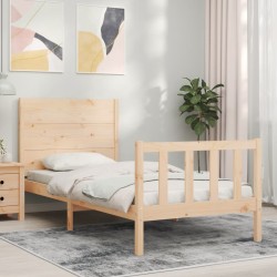vidaXL Estructura de cama con cabecero madera maciza 90x200 cm