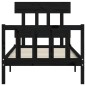 vidaXL Estructura de cama con cabecero madera maciza negro 100x200 cm