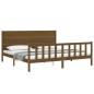 vidaXL Estructura cama y cabecero madera maciza marrón miel 200x200 cm vidaXL Estructura cama y cabecero madera maciza marrón miel 200x200 cm