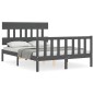 vidaXL Estructura cama de matrimonio con cabecero madera maciza gris