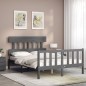vidaXL Estructura cama de matrimonio con cabecero madera maciza gris