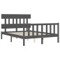 vidaXL Estructura cama de matrimonio con cabecero madera maciza gris