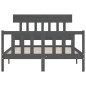 vidaXL Estructura cama de matrimonio con cabecero madera maciza gris