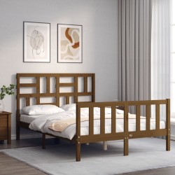 vidaXL Estructura cama cabecero madera maciza marrón miel 120x200 cm