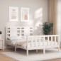 vidaXL Estructura de cama con cabecero madera maciza blanco 140x190 cm vidaXL Estructura de cama con cabecero madera maciza blanco 140x190 cm