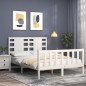 vidaXL Estructura de cama con cabecero madera maciza blanco 140x190 cm vidaXL Estructura de cama con cabecero madera maciza blanco 140x190 cm