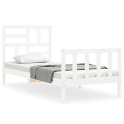 vidaXL Estructura de cama con cabecero madera maciza blanco 90x200 cm