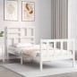vidaXL Estructura de cama con cabecero madera maciza blanco 90x200 cm vidaXL Estructura de cama con cabecero madera maciza blanco 90x200 cm