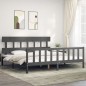 vidaXL Estructura de cama con cabecero madera maciza gris 200x200cm vidaXL Estructura de cama con cabecero madera maciza gris 200x200cm