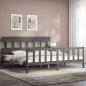 vidaXL Estructura de cama con cabecero madera maciza gris 200x200cm vidaXL Estructura de cama con cabecero madera maciza gris 200x200cm