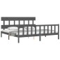 vidaXL Estructura de cama con cabecero madera maciza gris 200x200cm vidaXL Estructura de cama con cabecero madera maciza gris 200x200cm