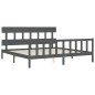 vidaXL Estructura de cama con cabecero madera maciza gris 200x200cm vidaXL Estructura de cama con cabecero madera maciza gris 200x200cm