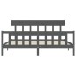 vidaXL Estructura de cama con cabecero madera maciza gris 200x200cm vidaXL Estructura de cama con cabecero madera maciza gris 200x200cm
