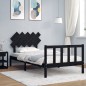 vidaXL Estructura de cama con cabecero madera maciza negro 100x200 cm