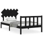 vidaXL Estructura de cama con cabecero madera maciza negro 100x200 cm