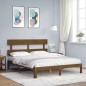 vidaXL Estructura de cama con cabecero madera marrón miel 160x200 cm vidaXL Estructura de cama con cabecero madera marrón miel 160x200 cm
