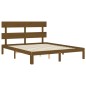 vidaXL Estructura de cama con cabecero madera marrón miel 160x200 cm vidaXL Estructura de cama con cabecero madera marrón miel 160x200 cm