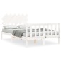 vidaXL Estructura de cama con cabecero madera maciza blanco 120x200 cm vidaXL Estructura de cama con cabecero madera maciza blanco 120x200 cm