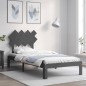 vidaXL Estructura de cama con cabecero madera maciza gris 90x200 cm vidaXL Estructura de cama con cabecero madera maciza gris 90x200 cm