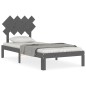 vidaXL Estructura de cama con cabecero madera maciza gris 90x200 cm vidaXL Estructura de cama con cabecero madera maciza gris 90x200 cm