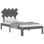 vidaXL Estructura de cama con cabecero madera maciza gris 90x200 cm vidaXL Estructura de cama con cabecero madera maciza gris 90x200 cm