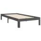 vidaXL Estructura de cama con cabecero madera maciza gris 90x200 cm vidaXL Estructura de cama con cabecero madera maciza gris 90x200 cm