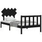 vidaXL Estructura de cama con cabecero madera maciza negro 90x200 cm vidaXL Estructura de cama con cabecero madera maciza negro 90x200 cm