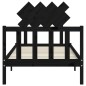 vidaXL Estructura de cama con cabecero madera maciza negro 90x200 cm vidaXL Estructura de cama con cabecero madera maciza negro 90x200 cm