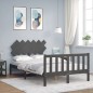 vidaXL Estructura cama de matrimonio con cabecero madera maciza gris vidaXL Estructura cama de matrimonio con cabecero madera maciza gris