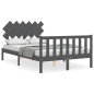vidaXL Estructura cama de matrimonio con cabecero madera maciza gris vidaXL Estructura cama de matrimonio con cabecero madera maciza gris