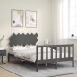 vidaXL Estructura cama de matrimonio con cabecero madera maciza gris vidaXL Estructura cama de matrimonio con cabecero madera maciza gris