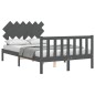 vidaXL Estructura cama de matrimonio con cabecero madera maciza gris vidaXL Estructura cama de matrimonio con cabecero madera maciza gris