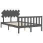 vidaXL Estructura cama de matrimonio con cabecero madera maciza gris vidaXL Estructura cama de matrimonio con cabecero madera maciza gris