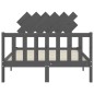 vidaXL Estructura cama de matrimonio con cabecero madera maciza gris vidaXL Estructura cama de matrimonio con cabecero madera maciza gris