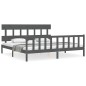 vidaXL Estructura cama de matrimonio con cabecero madera maciza gris vidaXL Estructura cama de matrimonio con cabecero madera maciza gris
