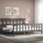 vidaXL Estructura cama de matrimonio con cabecero madera maciza gris vidaXL Estructura cama de matrimonio con cabecero madera maciza gris